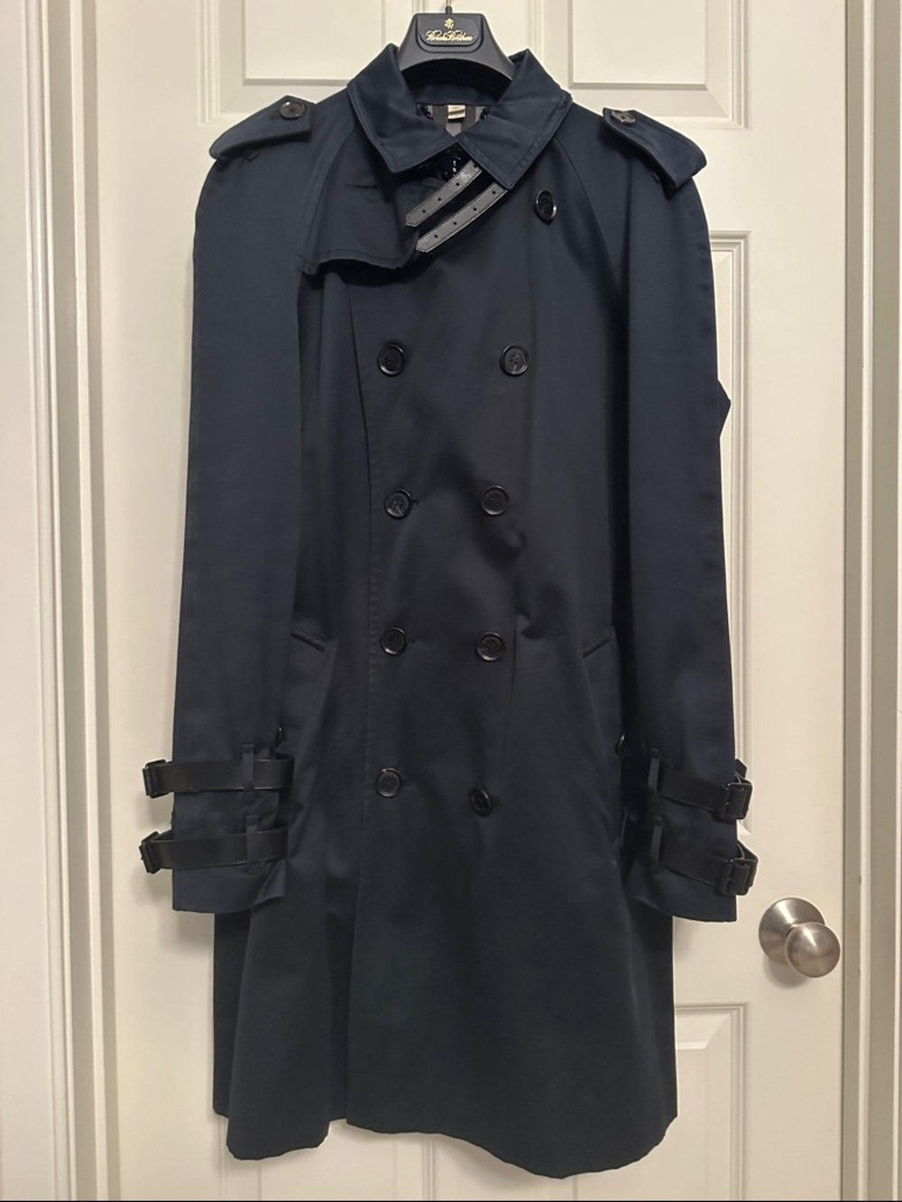 Burberry Navy Double-Breasted Trench Coat